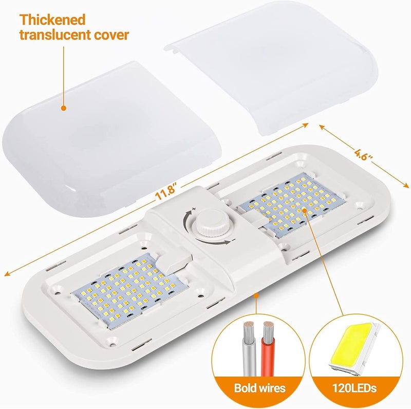 CT CAPETRONIX RV Lights Interior 1700LM, 3 Color TEM Camper Lights, Dimmable 12v Volt Led Fixture, Ceiling Dome Light w Switch for RV/Camper/Car/Trailer/Boat (Warm Cool Natural White) 4Pack - Image 5